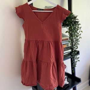 Shein V-Neck Burnt Orange Babydoll Dress
